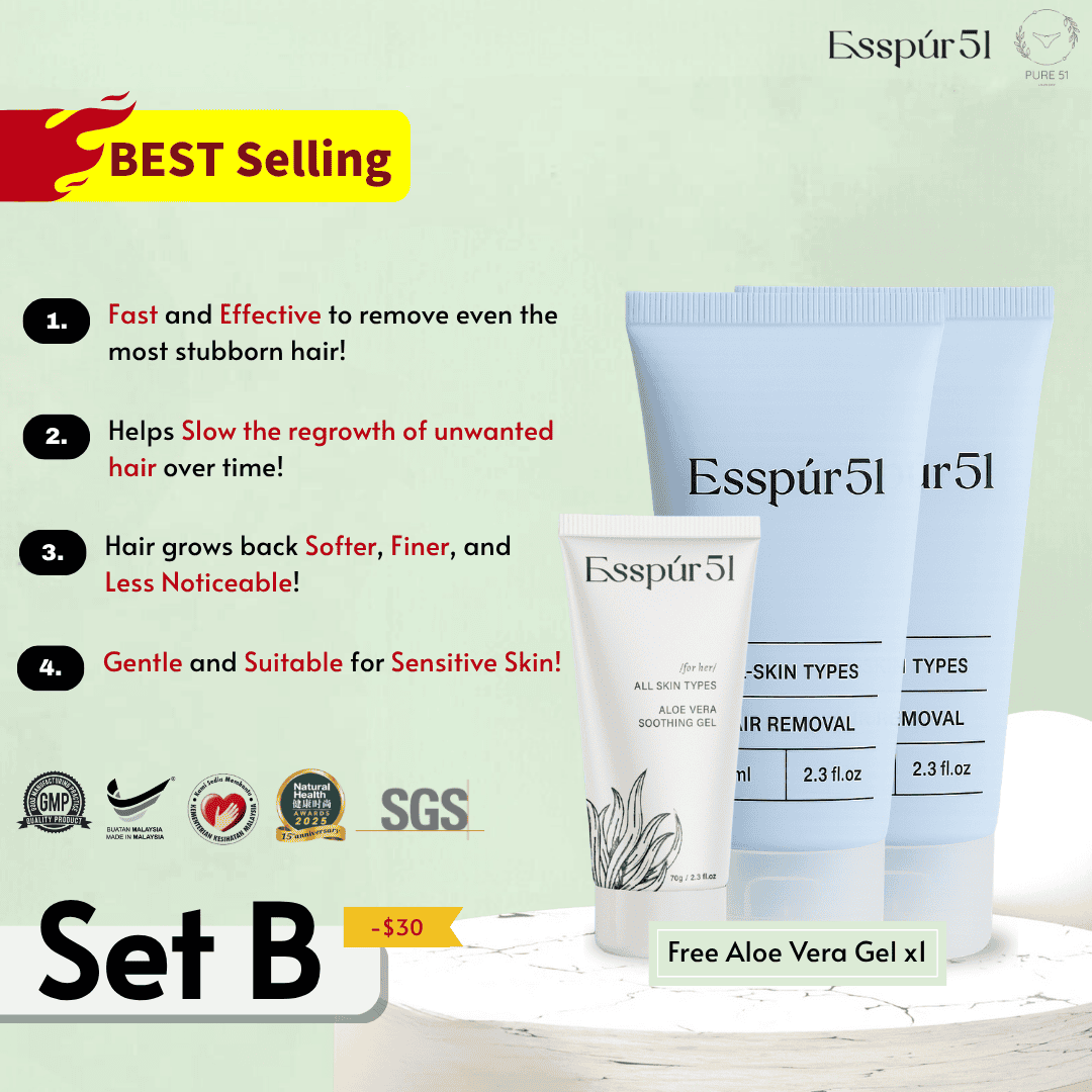 SET B - Hair Removal Cream x2 + Free Aloe Vera x1