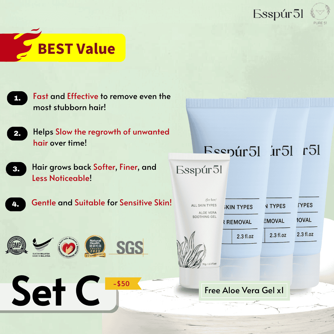 SET C - Removal Cream x3 + Aloe Vera x1