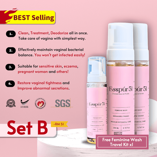 SET B - Feminine Wash x2 + FREE Travel Kit x1